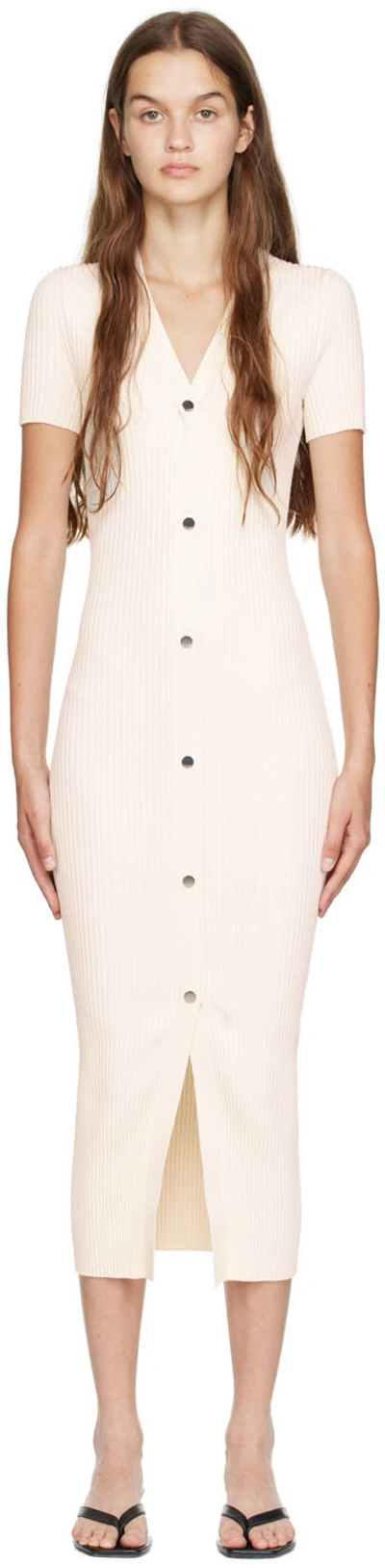Hugo Boss Off-white Saffatty Midi Dress In 110 Open White