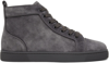 Christian Louboutin Louis Orlato Suede High-top Sneakers In Gray
