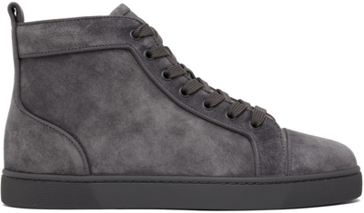 Christian Louboutin Louis Orlato Suede High-top Trainers In Grey
