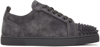 Christian Louboutin Louis Junior Spikes Leather Sneaker In I395 Smoky/smoky Mat