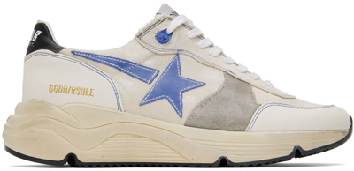 Golden Goose Star Canvas Running Sneakers In Beige,white,blue
