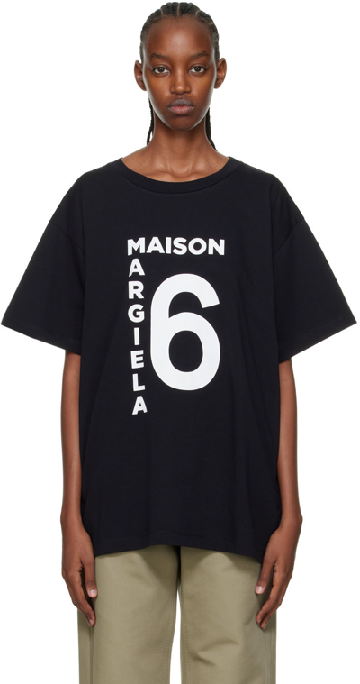 Mm6 Maison Margiela Logo Cotton Jersey T-shirt In Black