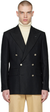 HUSBANDS SSENSE EXCLUSIVE BLACK LINEN BLAZER