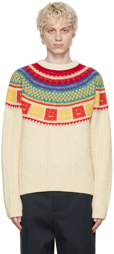 Acne Studios Kristjan Patterned Regular-fit Wool-knit Jumper In Off White