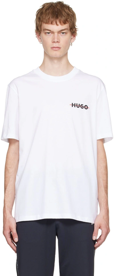 Hugo Drando Logo-print T-shirt Mint Green In White