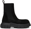 RICK OWENS BLACK SUEDE BEATLE BOZO TRACTOR BOOTS