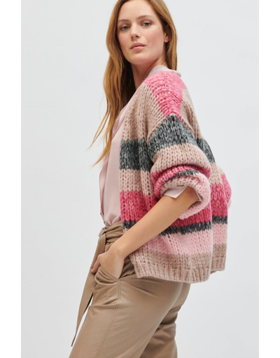 Luisa Cerano Coarse-knit Stripe Cardigan 14, Colour: Beige In Neutral |  ModeSens
