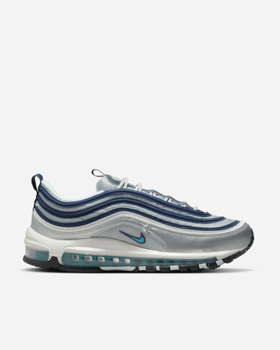 Nike Air Max 97 Metallic Mesh And Faux Leather Trainers In Silver