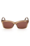 Max Mara 55mm Rectangular Sunglasses In Light Brown/ Other / Brown