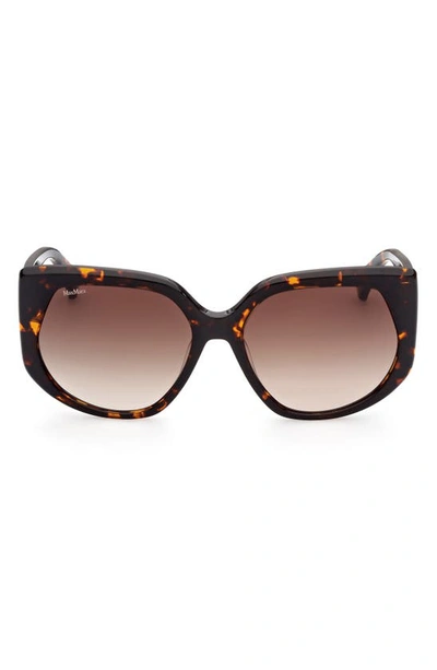 Max Mara 58mm Gradient Geometric Sunglasses In Dark Havana / Gradient Brown