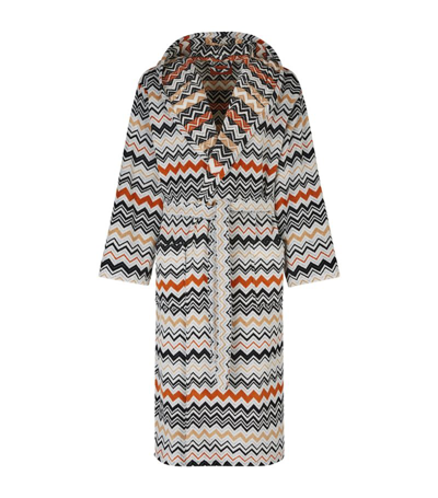 Missoni Zigzag Bernard Hooded Dressing Gown (extra Large) In Black