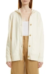 Vince Cotton Cardigan Hoodie In White