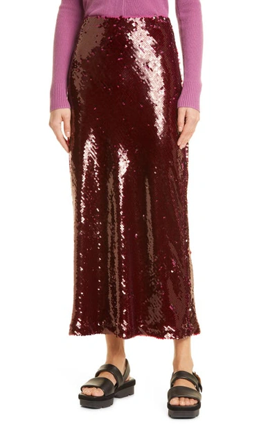 Vince Sequin Slip Skirt In Garnet