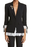 Cinq À Sept Roxie Crepe Blazer In Black/ Ivory