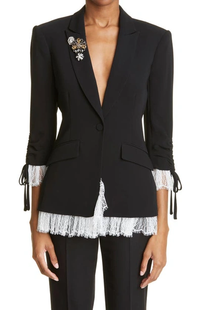 Cinq À Sept Roxie Crepe Blazer In Black Ivory