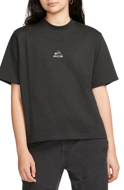 Nike Embroidered Logo Relaxed Fit T-shirt In Off Noir/ Dark Smoke Grey