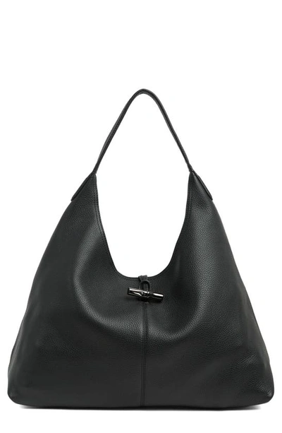 Longchamp Roseau Extra Large Hobo Bag In Black