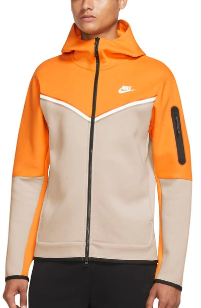 Nike Sportswear Tech Fleece Zip Hoodie In Kumquat  Sandrift & White