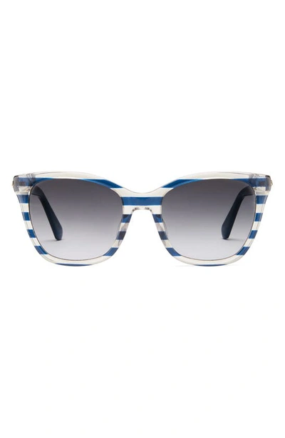 Kate Spade Desis 55mm Cat Eye Sunglasses In Blue Pattern / Grey Shaded