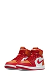 Jordan Air  1 Zoom Air Comfort High Top Sneaker In Fire Red/ Hot Curry/ White