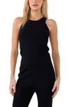 Grey Lab Slick Rib Cutaway Tank In Black