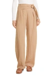 Vince Tie Front Wide Leg Pants In Camel