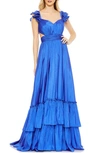 Mac Duggal Sweetheart Neck A-line Tiered Gown In Cobalt