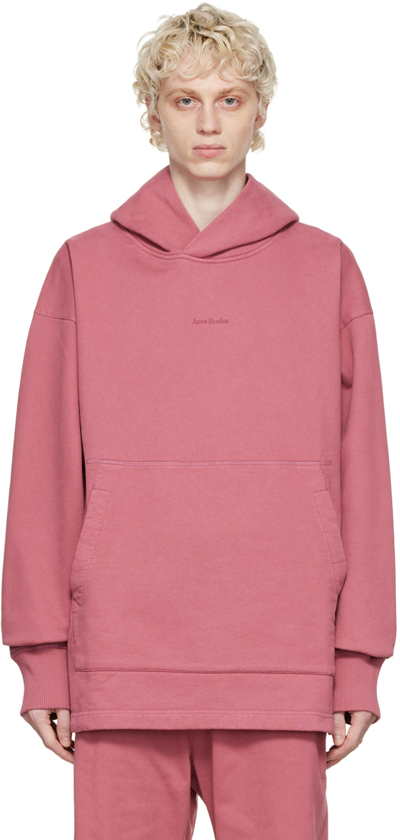 Acne Studios Franklin Oversized Logo-print Cotton-jersey Hoodie In Red