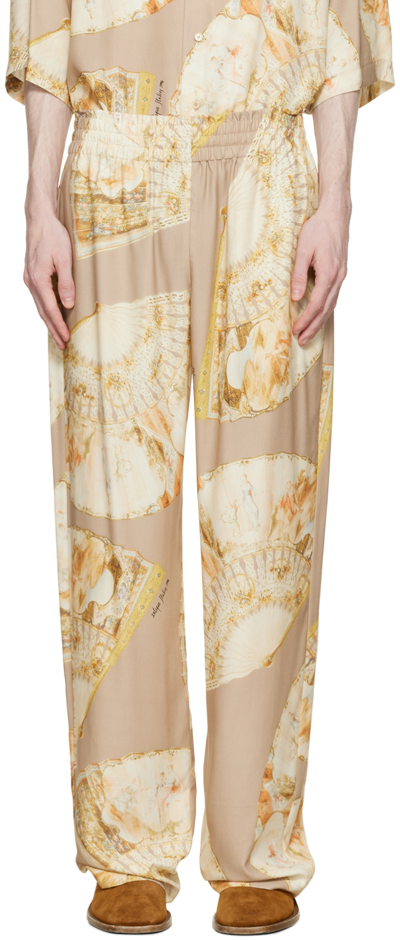 Acne Studios Fan Graphic-print Relaxed-fit Straight-leg Woven Trousers In Brown