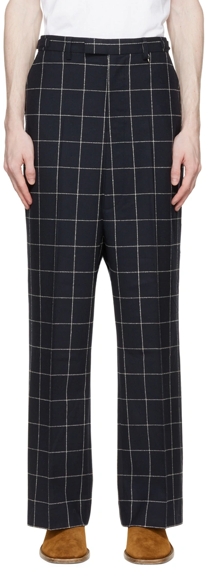 Acne Studios Navy Casual Suit Trousers In Ah4 Navy/white