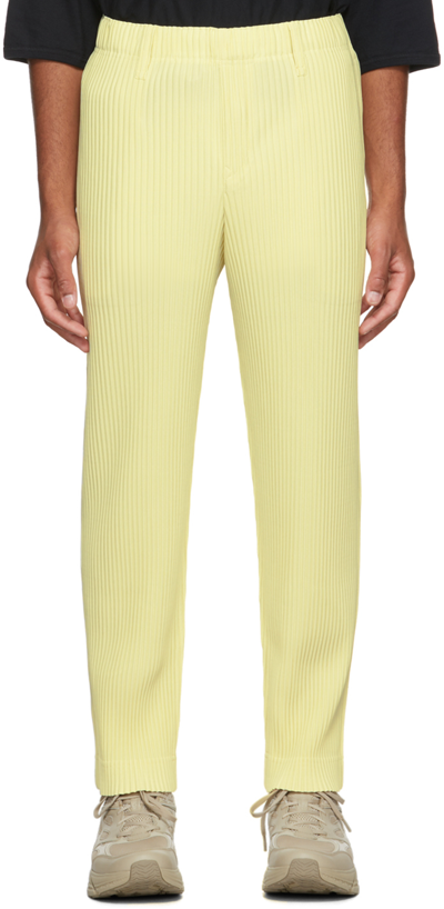 Issey Miyake Yellow Tailored Pleats 1 Trousers In 50 Yellow Hued
