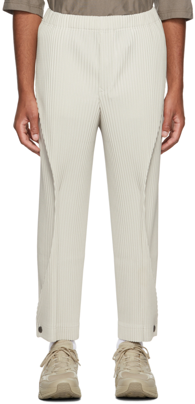 Issey Miyake Basics Pleated Straight-leg Regular-fit Knitted Trousers In 11-light Gray