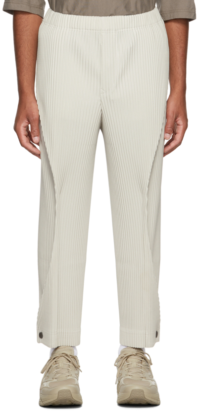 Issey Miyake Basics Pleated Straight-leg Regular-fit Knitted Trousers In 04 Pearl Gray
