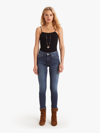 Mother High Waisted Looker Ankle Fray Jeans In Blue