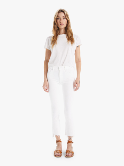Mother The Insider Crop Step Fray Fairest Of Them All Jeans In White