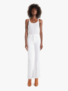 Mother The Hustler Patch Pocket Raw Hem High Waist Ankle Flare Jeans In White