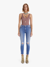 Mother The Looker High Waist Fray Ankle Skinny Jeans In Blue