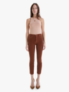 Mother The Insider Mid-rise Frayed Step-hem Stretch Crop Jeans In Brown