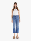 Mother The Tomcat Ripped Crop Straight Leg Jeans In Blue