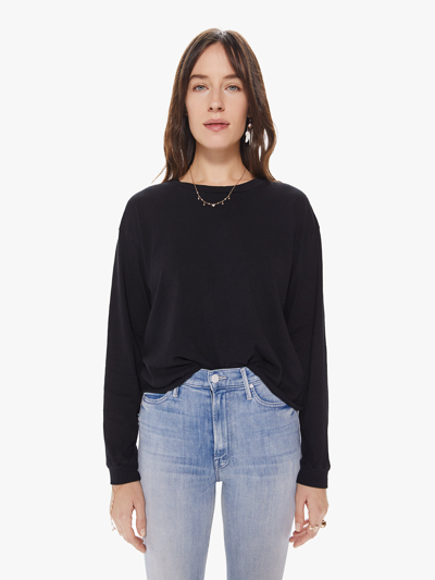 Mother The L/s Slouchy Cut Off T-shirt In Black - Size X-large