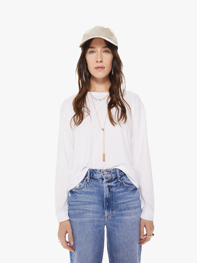 Mother The Long Sleeve Slouchy Cut Off Tee In White