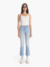 Mother Womens Glow Up The Weekender Fray Flared-leg Denim Jeans In Blue