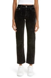 Stella Mccartney Velvet Denim Long Sleeve Jumpsuit In 1082 Washed Black