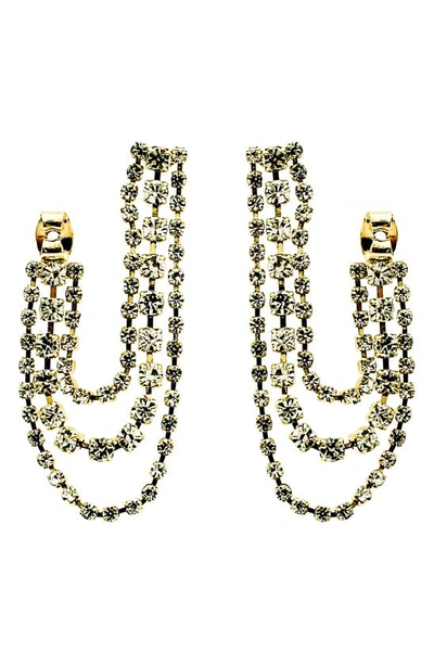 Panacea Cubic Zirconia Draped Front/back Earrings In Gold