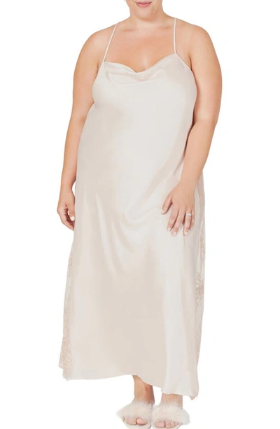 Rya Collection Plus Size Darling Lace-inset Nightgown In Champagne