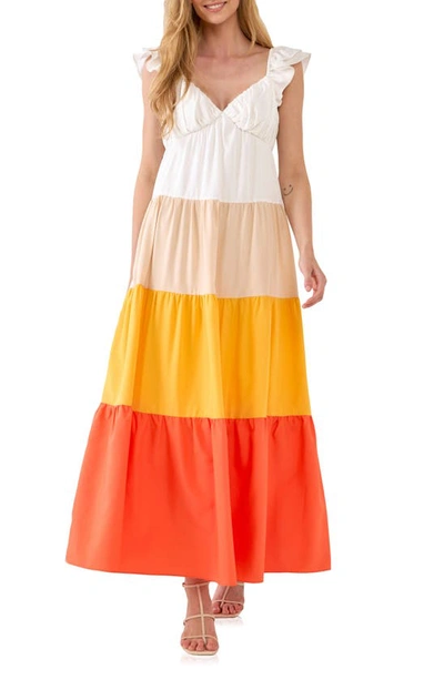 open lace back dress Orange Linen Clementine Maxi Dress main image 0