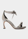 Alexandre Birman Clarita Metallic Ankle-bow Sandals In Silver