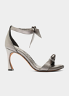 Alexandre Birman Clarita Metallic Ankle-bow Sandals In Grafite