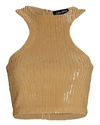 Retroféte Audra Sequined Racerback Cropped Tank Top In Beige