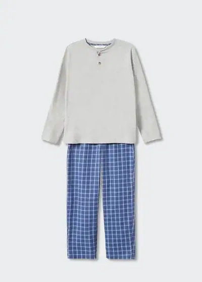 Mango Kids' Cotton Long Pyjamas Medium Heather Grey